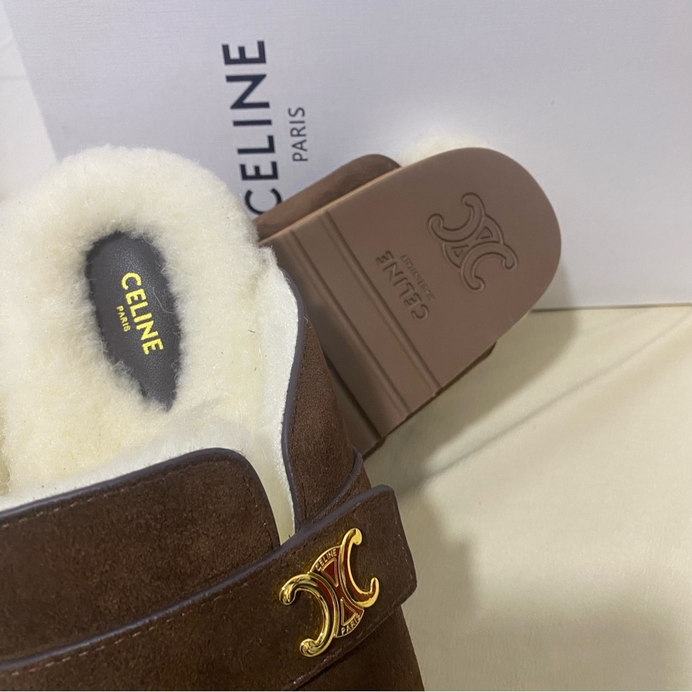 Celine Brown Suede Women's Shoes with Gold Accent - Picture 5 of 5